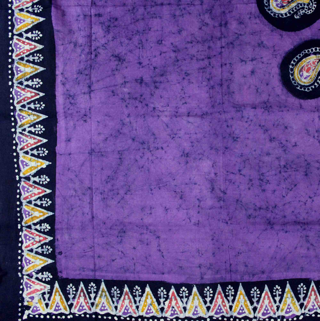 Multi Batik Cotton Paisley Floral Tapestry Wall Hanging Bedspread Purple Twin - Sweet Us