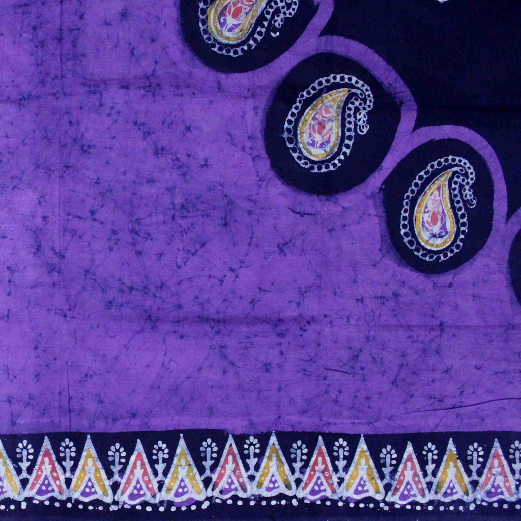 Multi Batik Cotton Paisley Floral Tapestry Wall Hanging Bedspread Purple Twin - Sweet Us