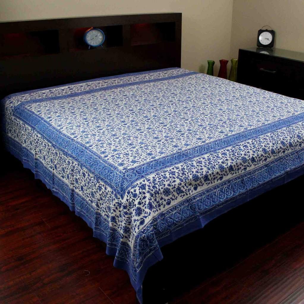 Cotton Rajasthan Block Print Tapestry Wall Hanging Tablecloth Spread Twin Full - Sweet Us