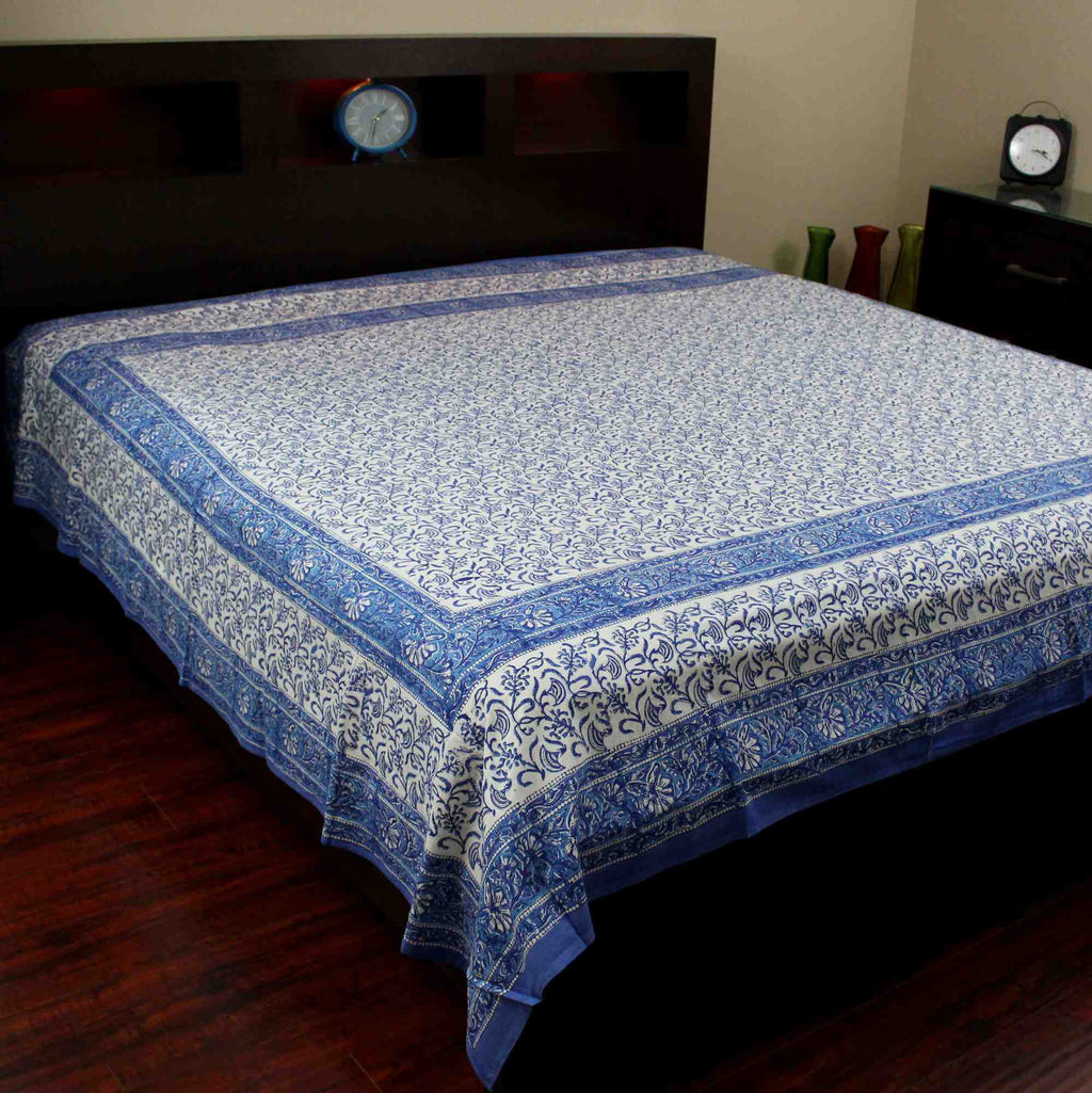 Handmade Cotton Rajasthan Block Print Tapestry Throw Tablecloth Coverlet Twin & Full - Sweet Us