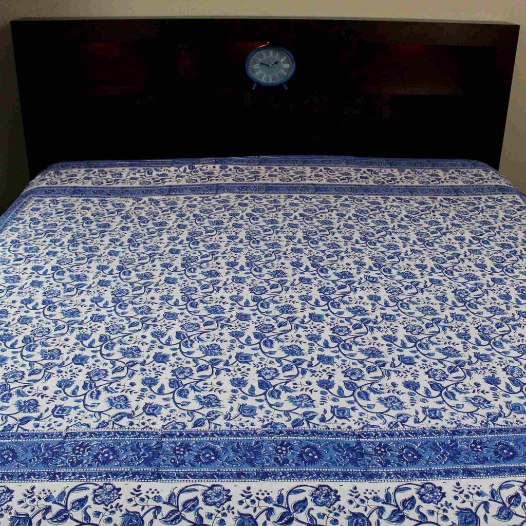 Handmade Cotton Rajasthan Block Print Tapestry Throw Tablecloth Coverlet Twin Full - Sweet Us