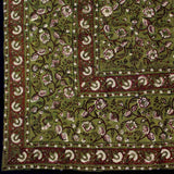 Hand Block Print Dabu Tapestry Rectangular Floral Twin Saffron Green Orange - Sweet Us