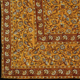 Hand Block Print Dabu Tapestry Rectangular Floral Twin Saffron Green Orange - Sweet Us
