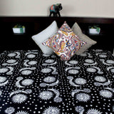 Handmade 100% Cotton Celestial Sun Moon & Star Tapestry Coverlet Black White Full & Queen - Sweet Us