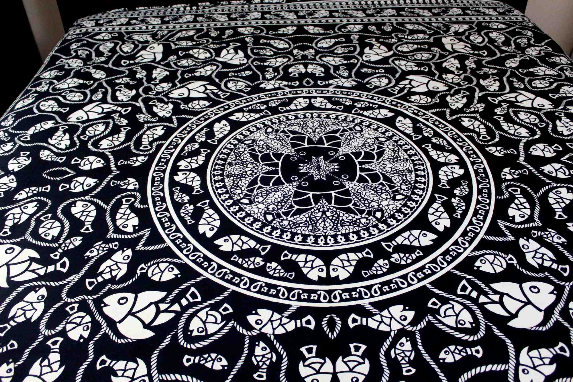 Cotton Marine Fish Print Tapestry Tablecloth Spread Dorm Beach Sheet Twin Full Queen - Sweet Us