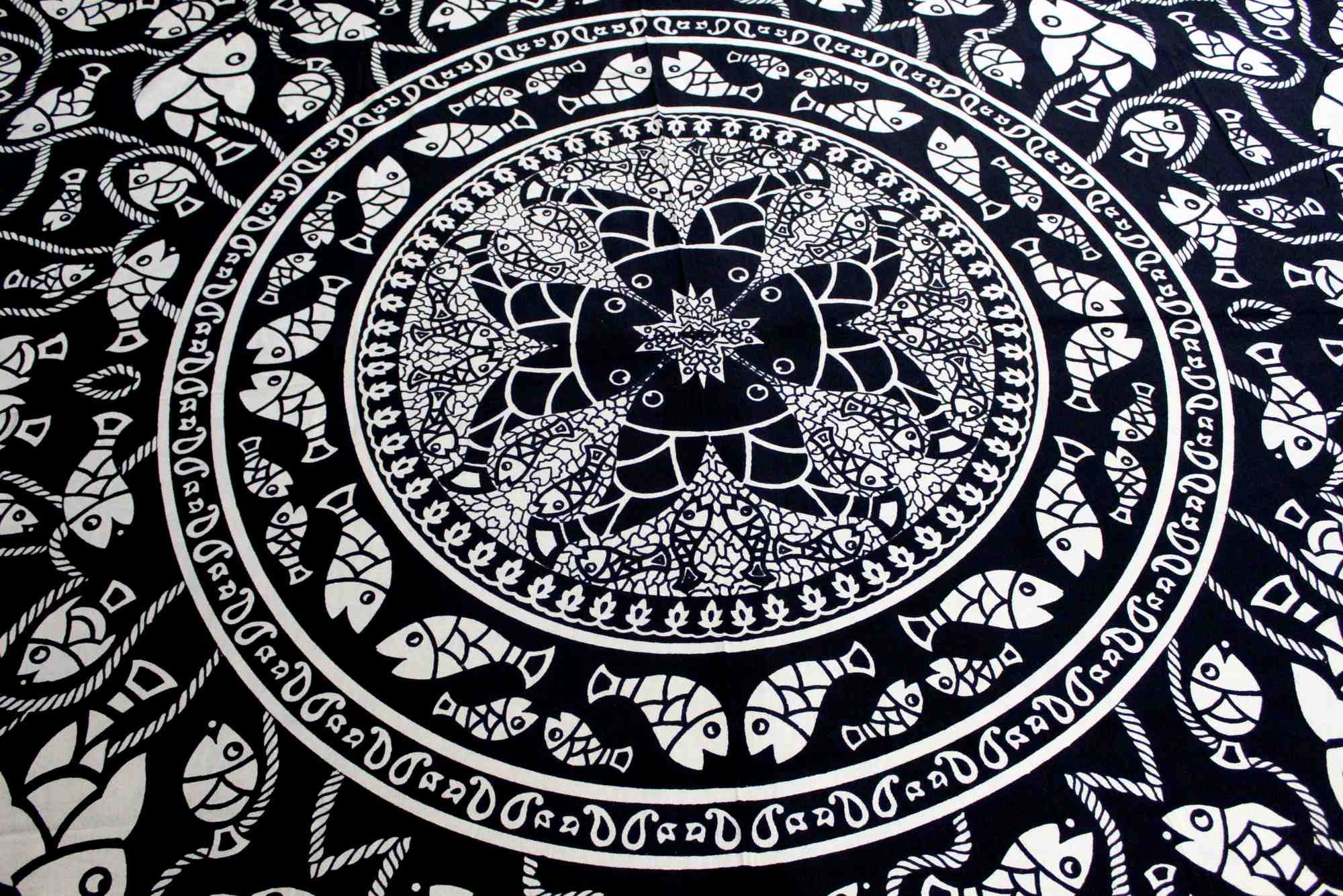 Cotton Marine Fish Print Tapestry Tablecloth Spread Dorm Beach Sheet Twin Full Queen - Sweet Us