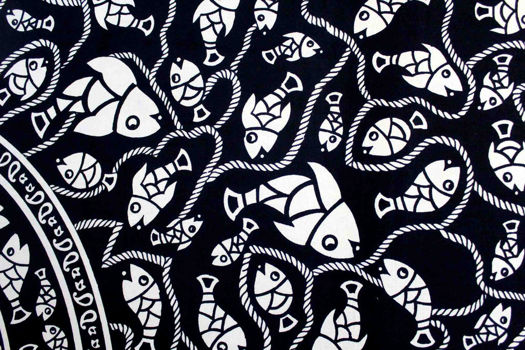 Cotton Marine Fish Print Tapestry Tablecloth Spread Dorm Beach Sheet Twin Full Queen - Sweet Us