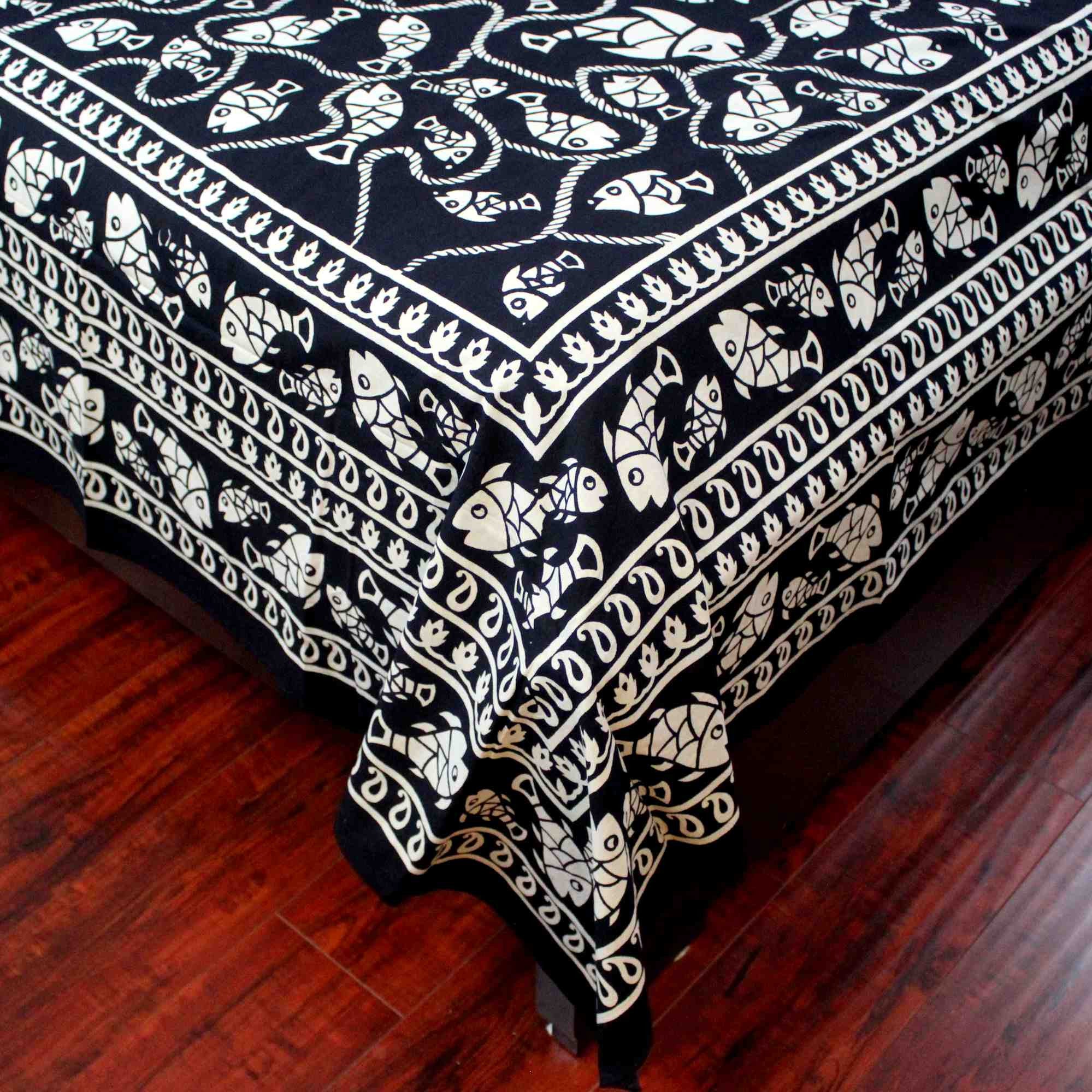 Cotton Marine Fish Print Tapestry Tablecloth Spread Dorm Beach Sheet Twin Full Queen - Sweet Us