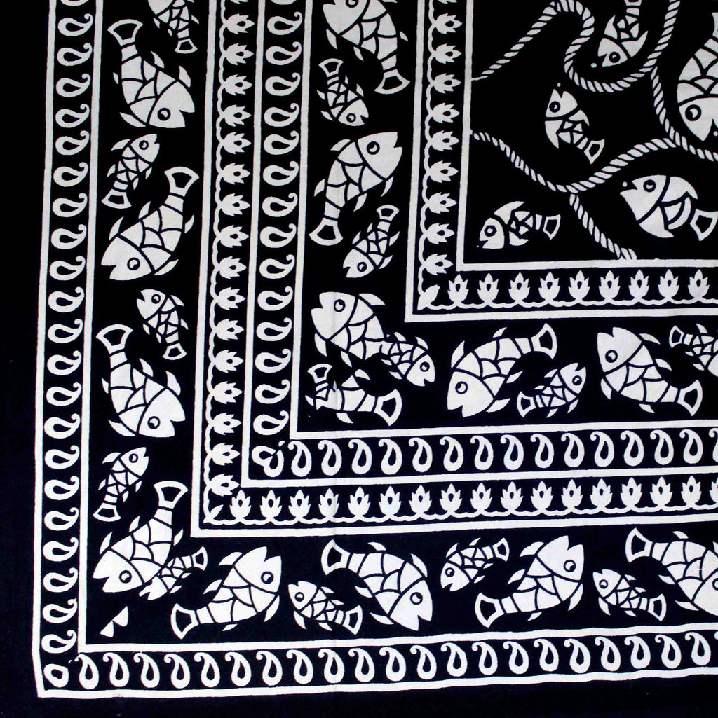 Cotton Marine Fish Print Tapestry Tablecloth Spread Dorm Beach Sheet Twin Full Queen - Sweet Us