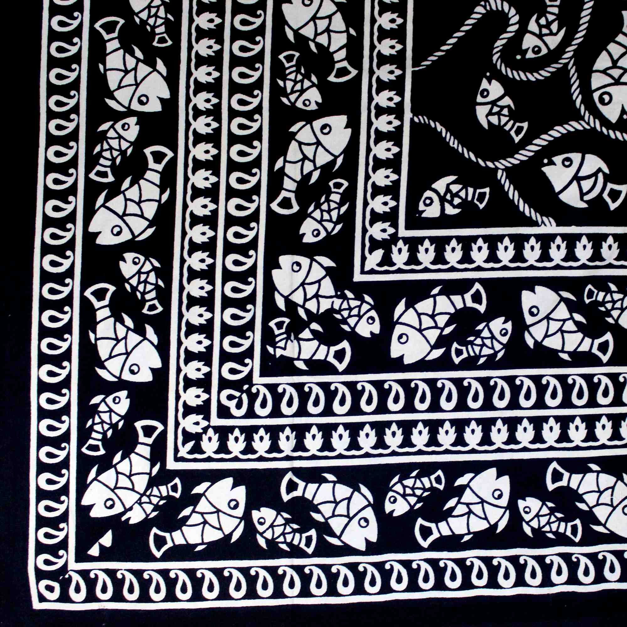 Cotton Marine Fish Print Tapestry Tablecloth Spread Dorm Beach Sheet Twin Full Queen - Sweet Us