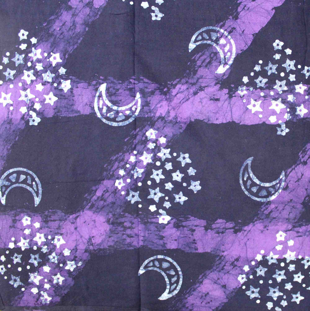 Handmade Celestial Batik Cotton Tapestry Spread Queen King Purple 108 x 108 inch - Sweet Us
