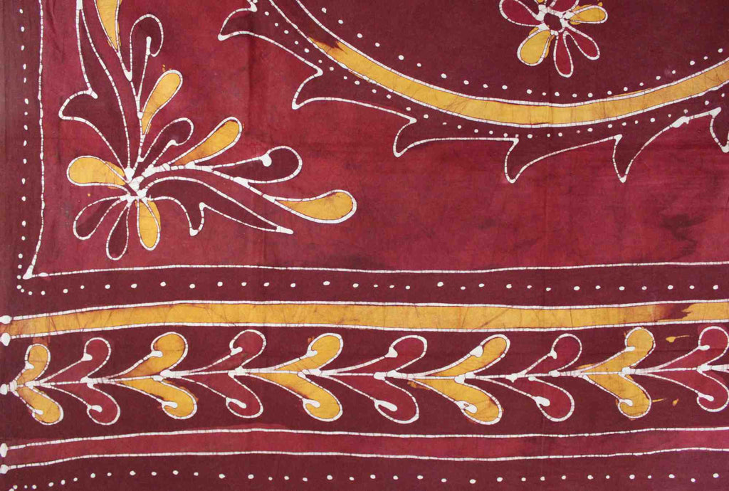Batik Elephant Mandala Rectangular Tablecloth 60 x 90 inches Red Brown Handmade Cotton Table Linen - Sweet Us