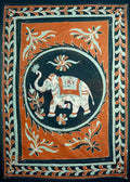 Cotton Batik Elephant Tapestry Wall Hang Tablecloth Rectangle Saffron - Sweet Us