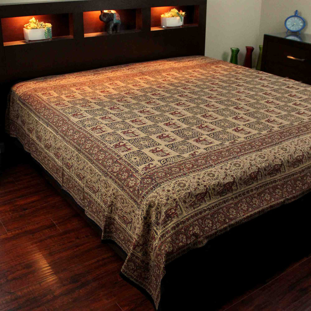 Block Print Tapestry Wall Hanging Elephant Batik Tablecloth Cotton Spread Twin Full - Sweet Us