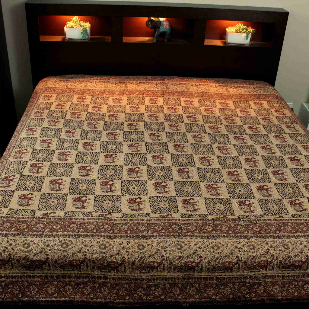 Block Print Tapestry Wall Hanging Elephant Batik Tablecloth Cotton Spread Twin Full - Sweet Us