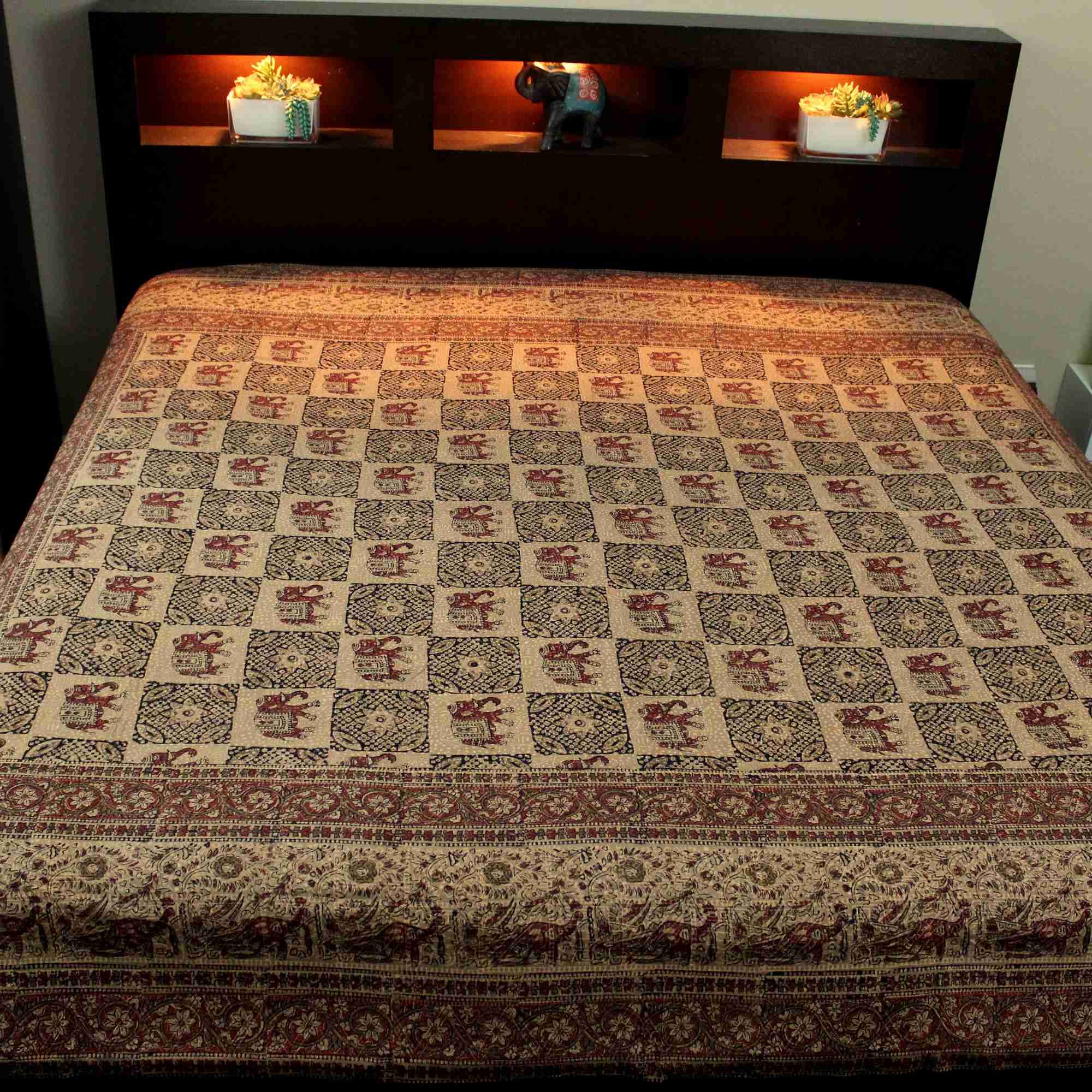 Block Print Tapestry Wall Hanging Elephant Batik Tablecloth Cotton Spread Twin Full - Sweet Us