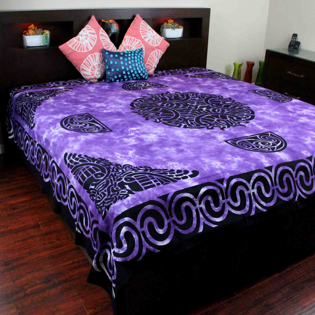 Celtic Flame Tapestry Cotton Spread Dorm Throw Beach Sheet Purple 88 x 104 inch - Sweet Us