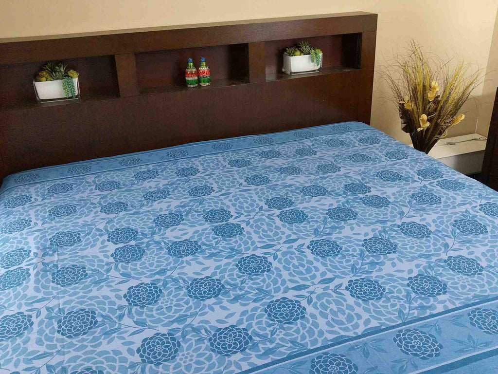 Cotton Floral Blossom Tapestry Tablecloth Spread Twin Queen Purple Teal Green - Sweet Us