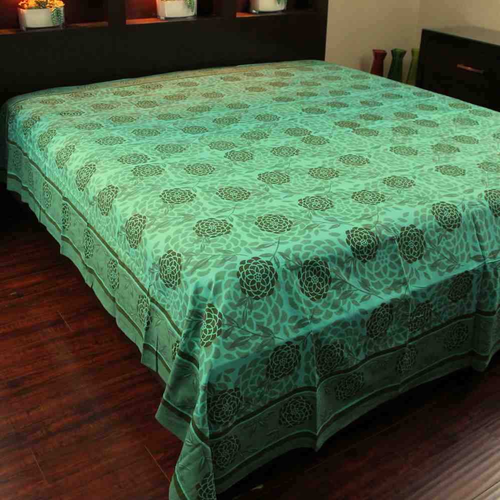 Cotton Floral Blossom Tapestry Tablecloth Spread Twin Queen Purple Teal Green - Sweet Us