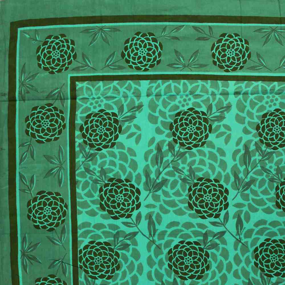 Cotton Floral Blossom Tapestry Tablecloth Spread Twin Queen Purple Teal Green - Sweet Us