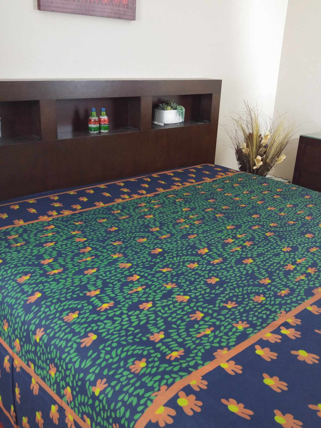 Willow Print Cotton Tapestry Tablecloth Coverlet Bedspread Beach Sheet Bed Sheet 70x106 inch Black - Sweet Us