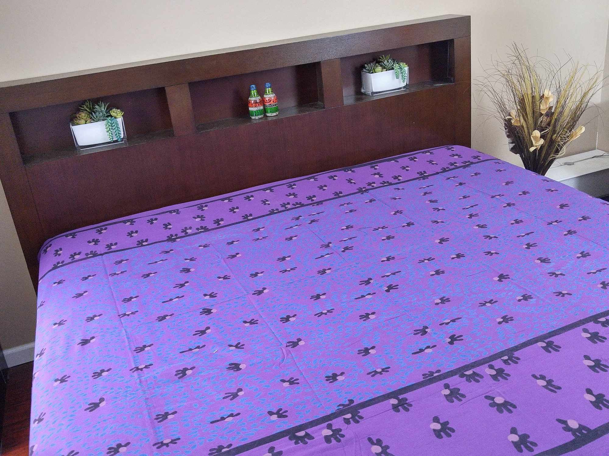 Willow Print Cotton Tapestry Tablecloth Coverlet Bedspread Beach Sheet Bed Sheet 70x106 inch Purple - Sweet Us