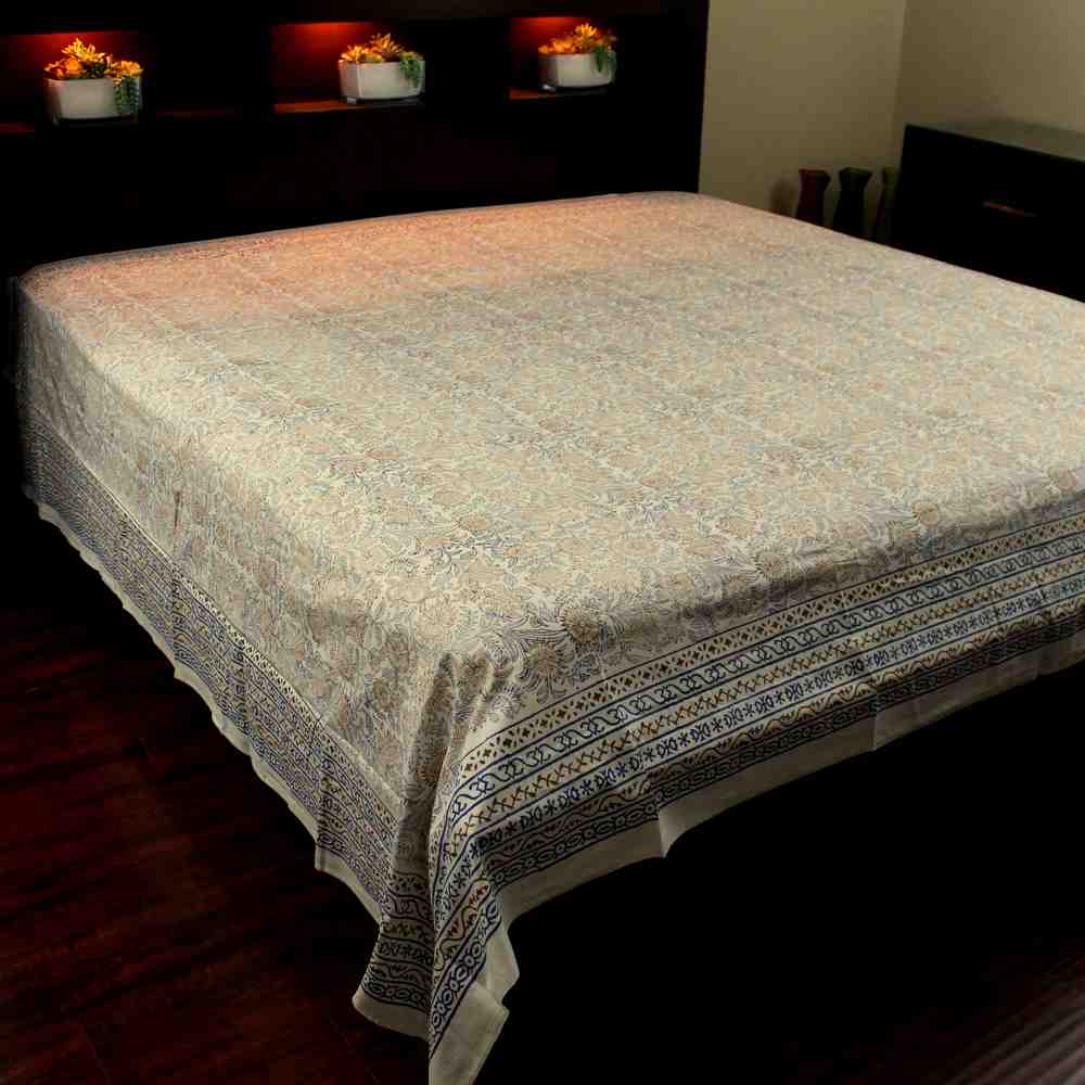 Block Print Tapestry Wall Hang Cotton Floral Tablecloth Bedspread Blue Pink Full - Sweet Us