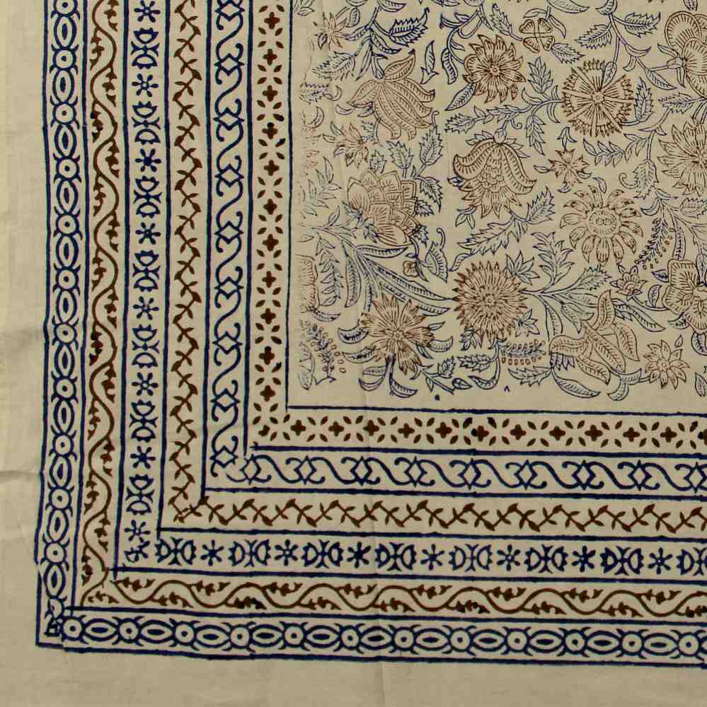 Block Print Tapestry Wall Hang Cotton Floral Tablecloth Bedspread Blue Pink Full - Sweet Us