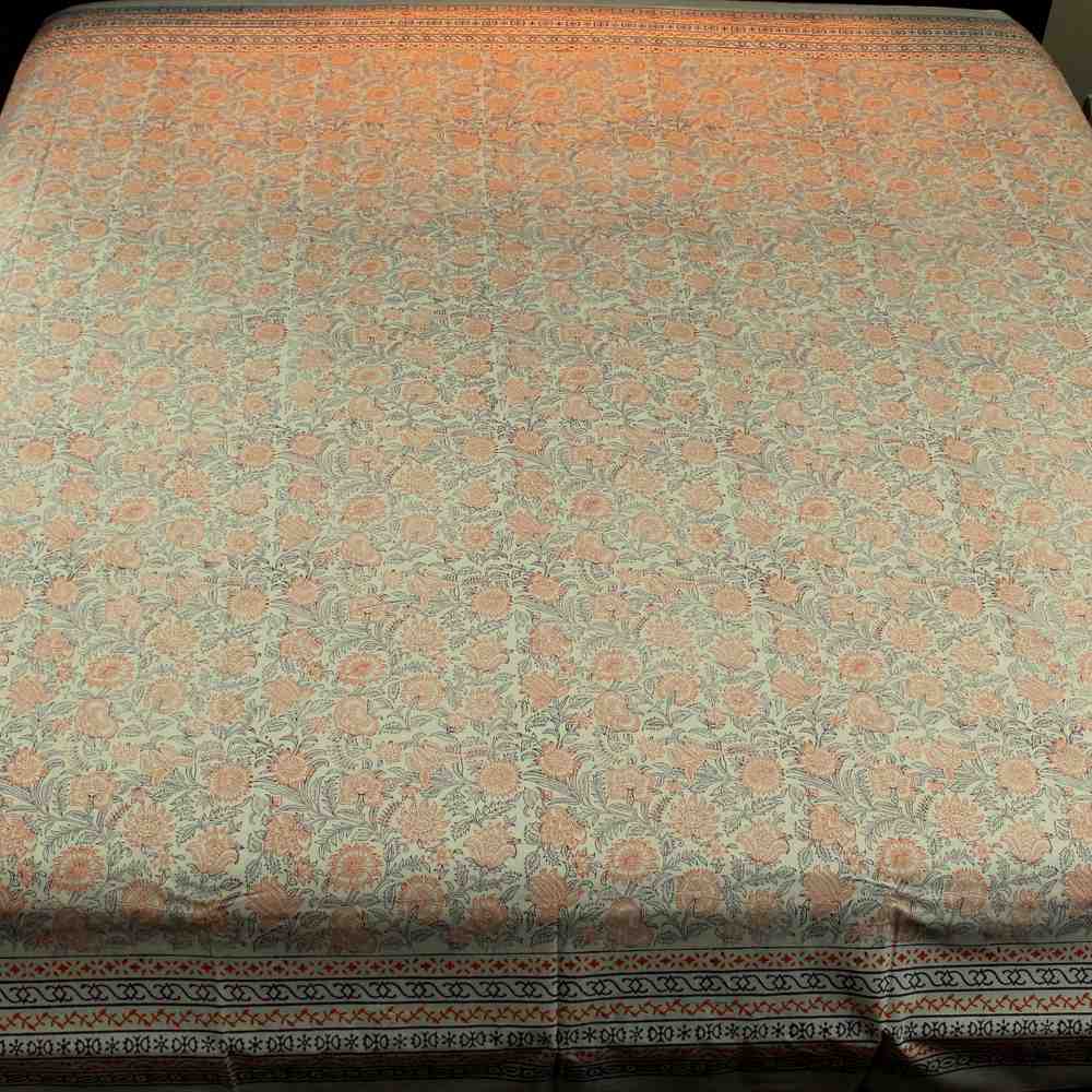 Block Print Tapestry Wall Hang Cotton Floral Tablecloth Bedspread Blue Pink Full - Sweet Us