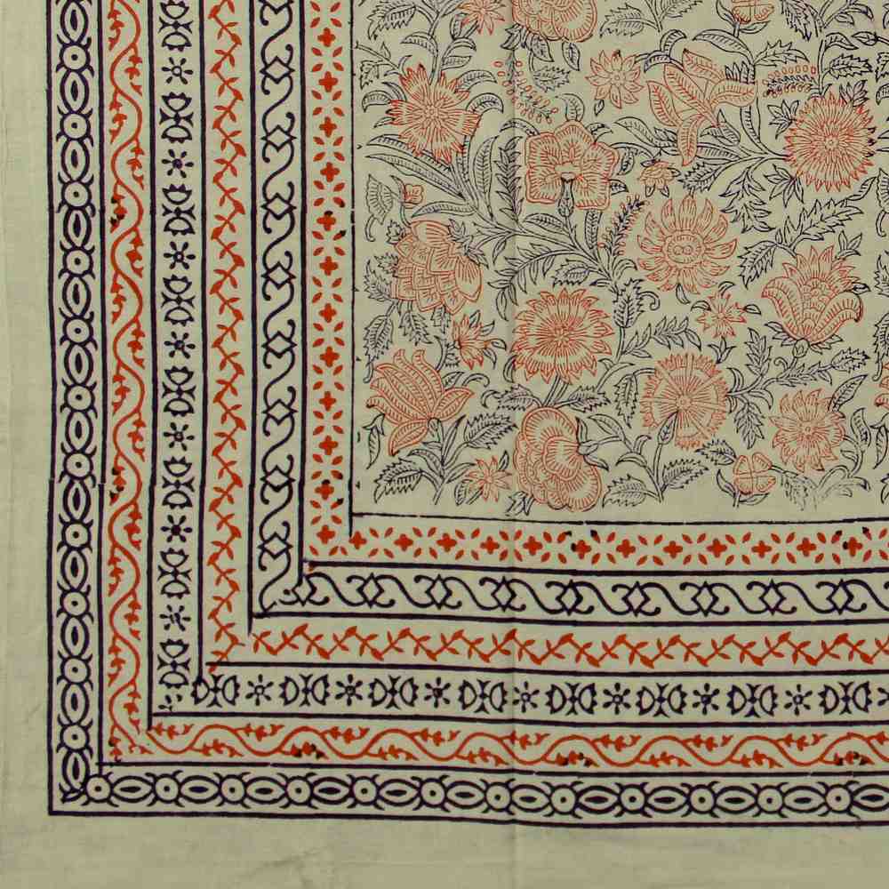 Block Print Tapestry Wall Hang Cotton Floral Tablecloth Bedspread Blue Pink Full - Sweet Us