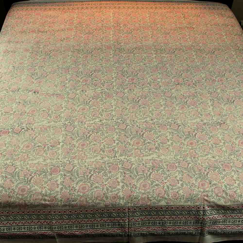 Block Print Tapestry Wall Hang Cotton Floral Tablecloth Bedspread Blue Pink Full - Sweet Us