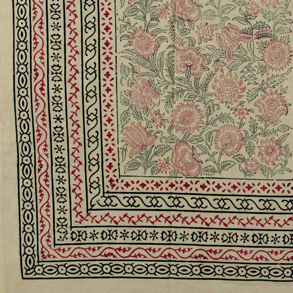 Block Print Tapestry Wall Hang Cotton Floral Tablecloth Bedspread Blue Pink Full - Sweet Us