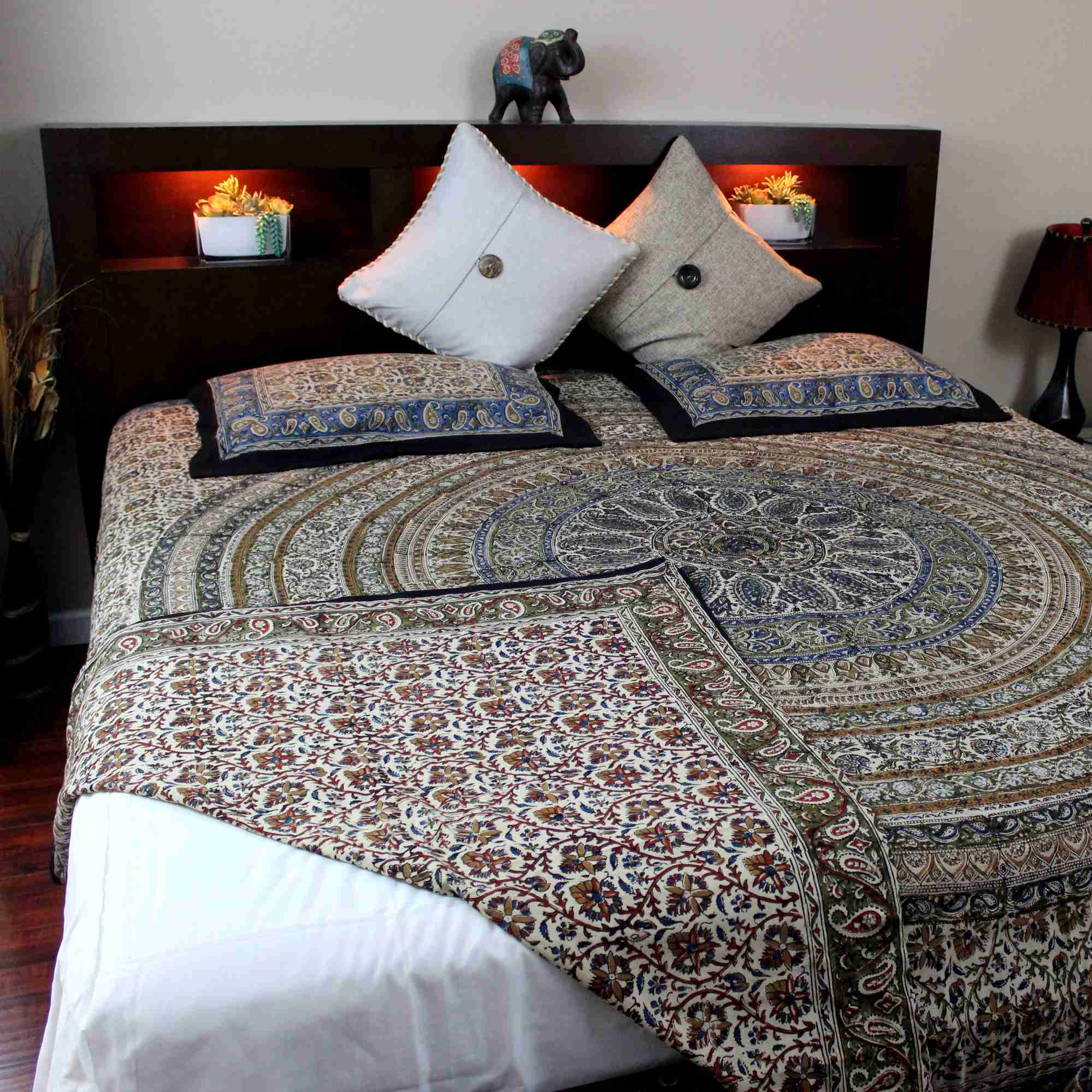 Cotton Reversible Duvet Cover Mandala Kalamkari Paisley Twin Full Queen King - Sweet Us