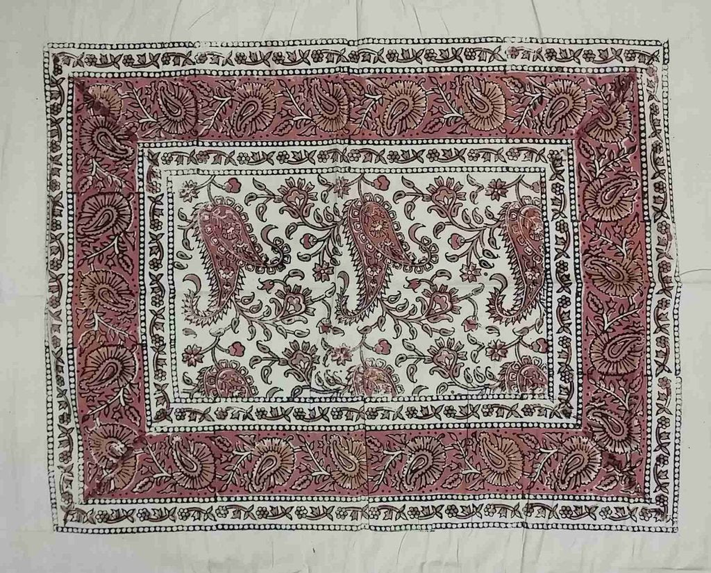 Block Print Reversible Duvet Queen Cover Floral Paisley Yellow Green Pillow Sham