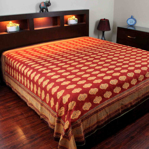 Kensington Block Print Bedspread Cotton Bedding Coverlet Queen Size Bed Sheets - Sweet Us