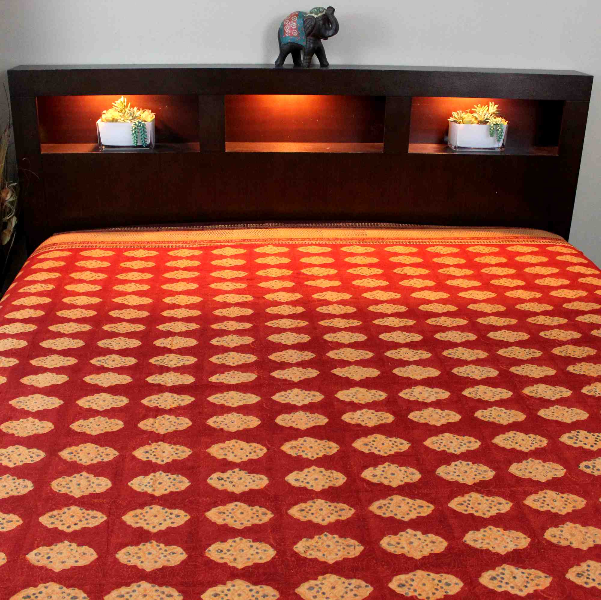 Kensington Block Print Bedspread Cotton Bedding Coverlet Queen Size Bed Sheets - Sweet Us