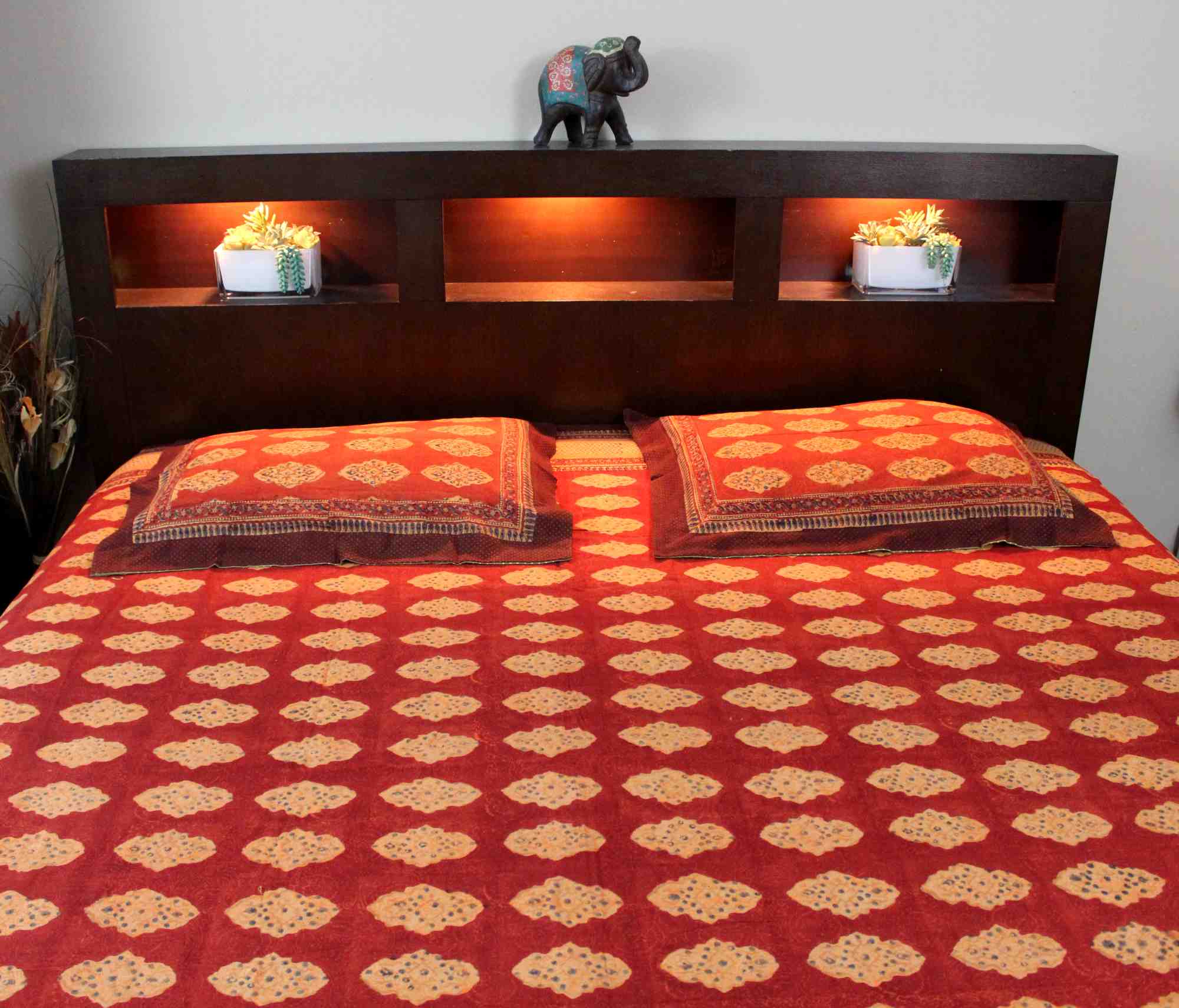 Reversible Duvet Cover Kensington Rust Brown Cotton Full Queen King Pillow Sham - Sweet Us