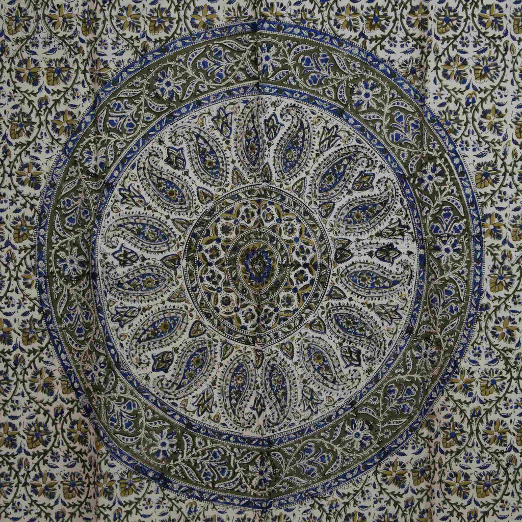 Kalamkari Block Print Curtain Paisley Floral Mandala Drape Panel 46 x 88 inches - Sweet Us