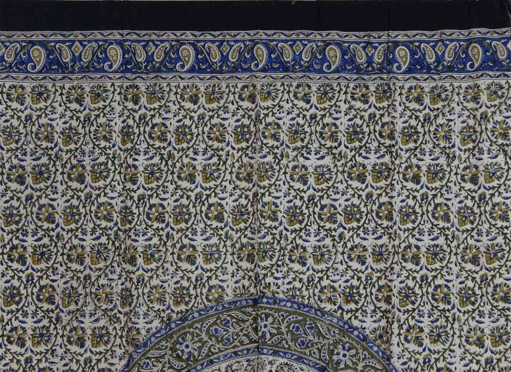 Kalamkari Block Print Curtain Paisley Floral Mandala Drape Panel 46 x 88 inches - Sweet Us