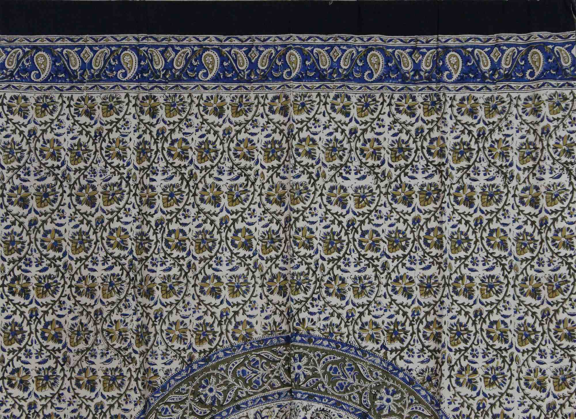 Kalamkari Block Print Curtain Paisley Floral Mandala Drape Panel 46 x 88 inches - Sweet Us