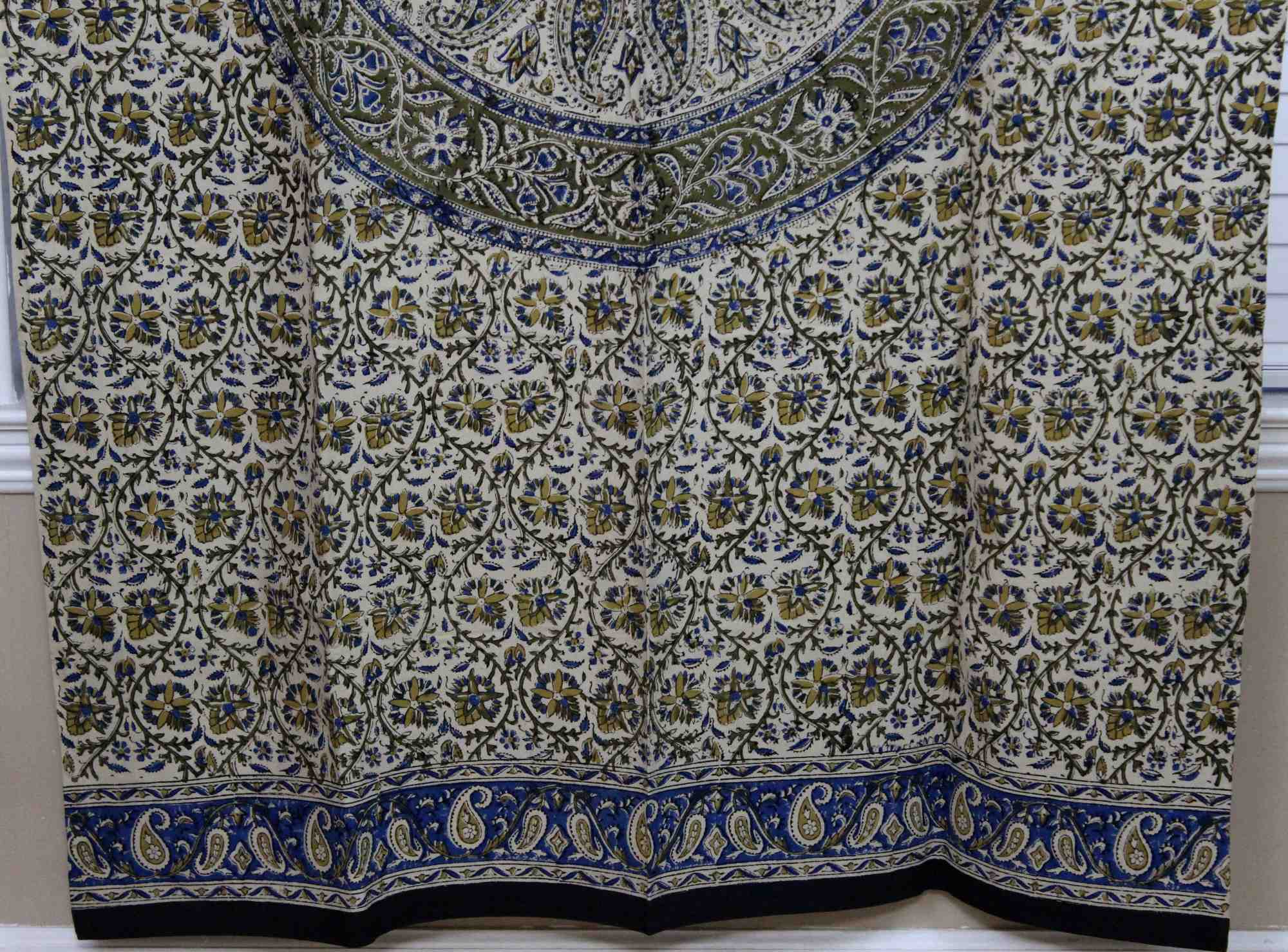 Kalamkari Block Print Curtain Paisley Floral Mandala Drape Panel 46 x 88 inches - Sweet Us