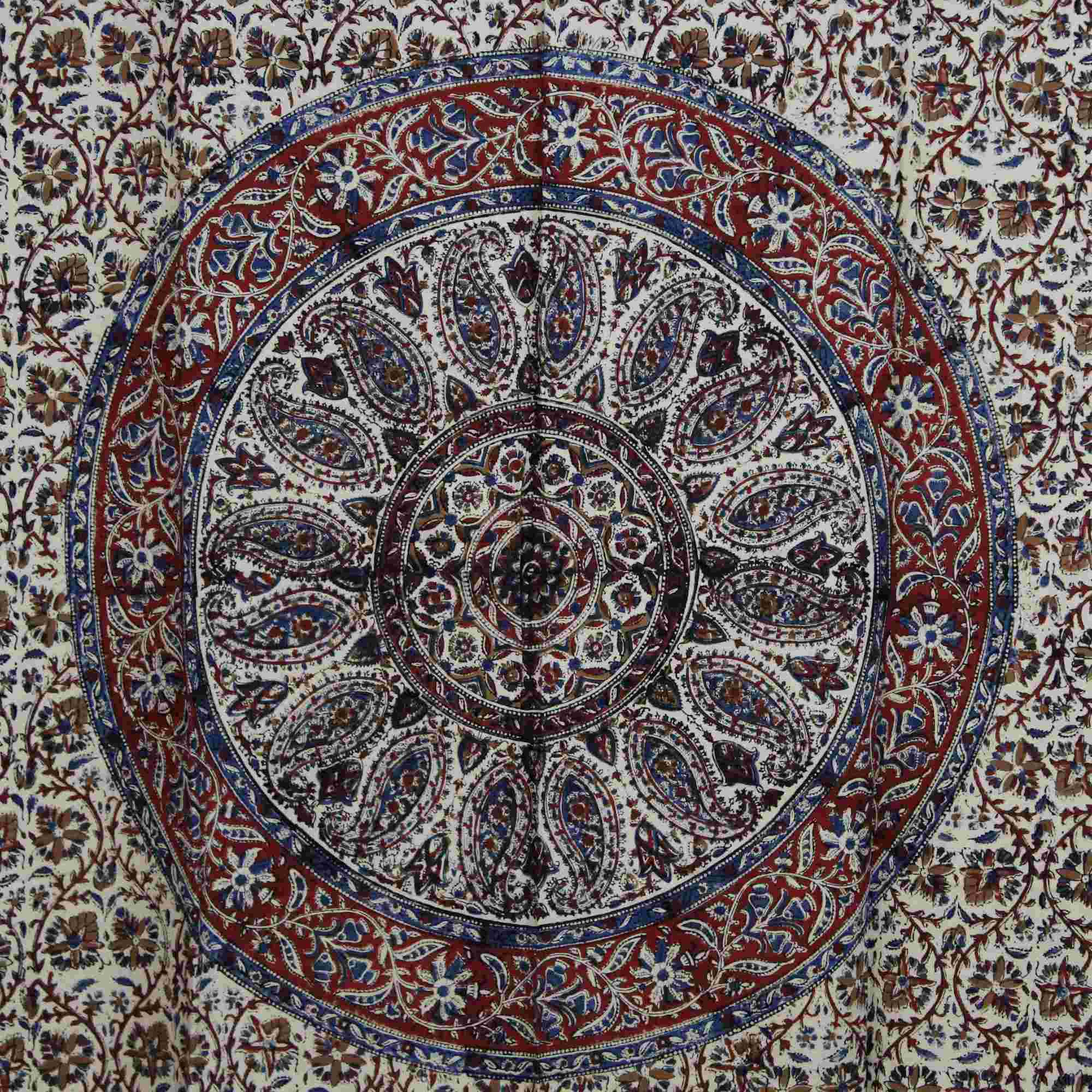 Kalamkari Block Print Curtain Paisley Floral Mandala Drape Panel 46 x 88 inches - Sweet Us