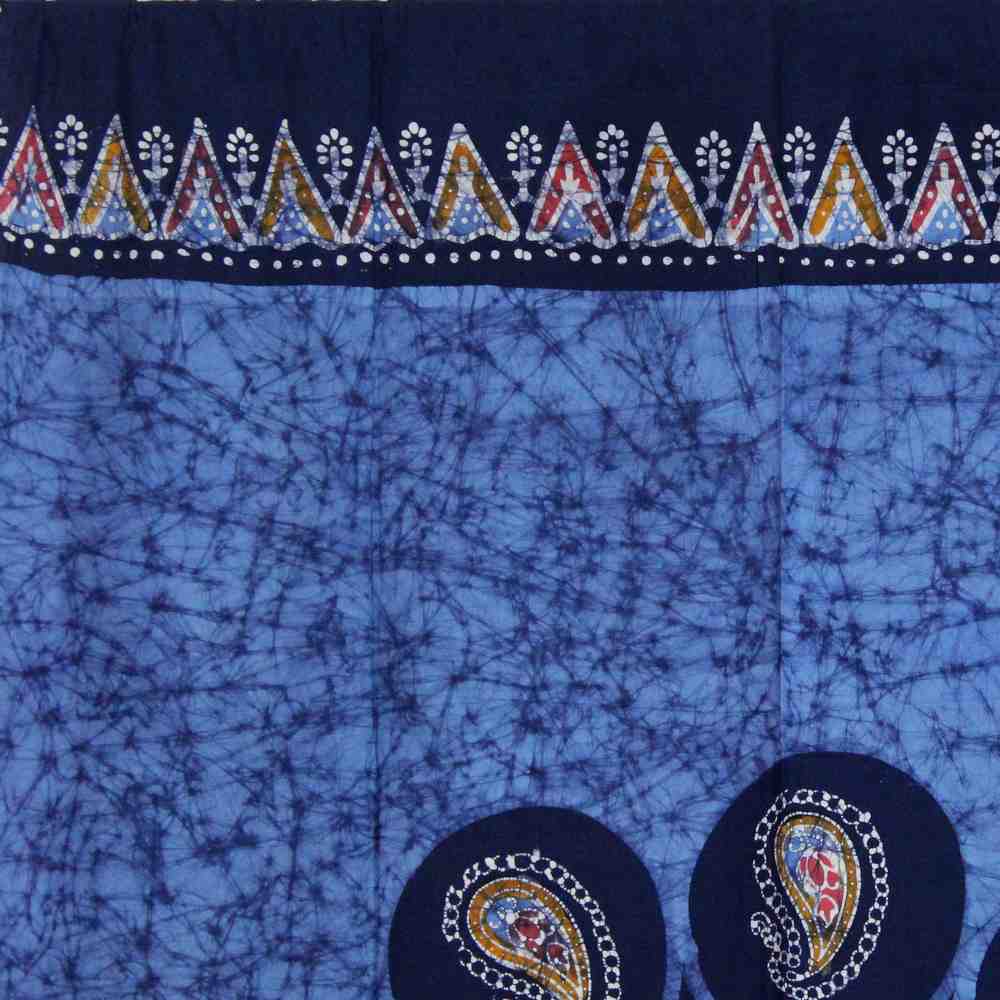 Cotton Multi Batik Floral Mandala Block Print Curtain Drape Blue Green 47x85 - Sweet Us