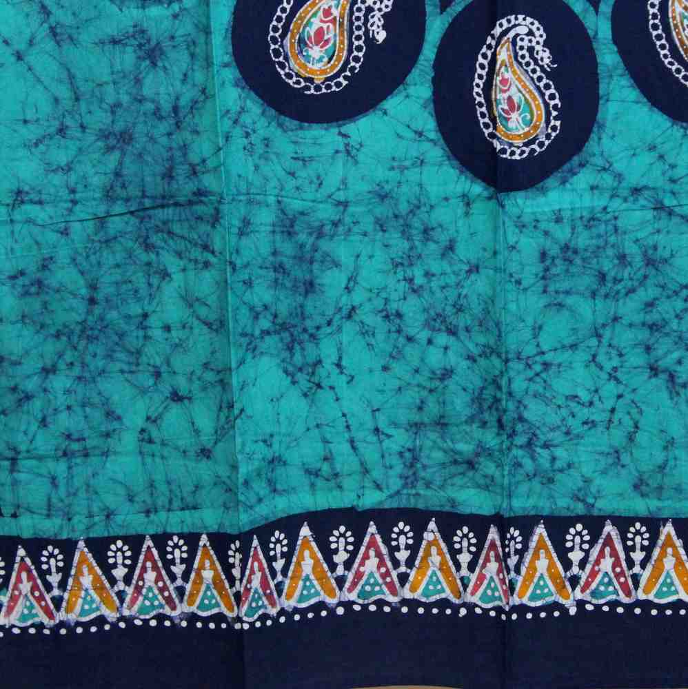 Cotton Multi Batik Floral Mandala Block Print Curtain Drape Blue Green 47x85 - Sweet Us