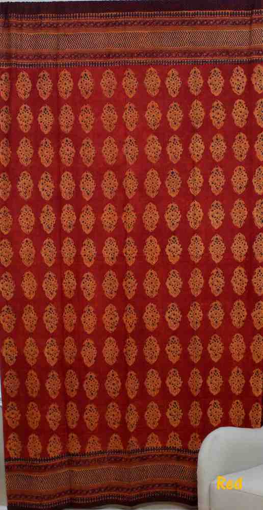 Cotton Kensington Hand Block Print Curtain Drape Door Panel 46x88 - Sweet Us