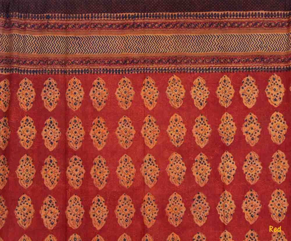 Cotton Kensington Hand Block Print Curtain Drape Door Panel 46x88 - Sweet Us