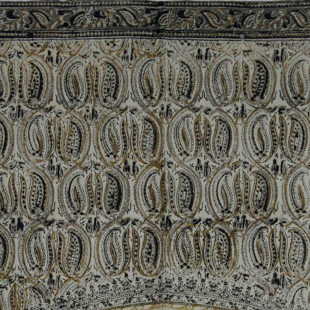 Cotton Mandala Floral Block Print Veggie Dye Curtain Panel 46x84 Olive Green - Sweet Us