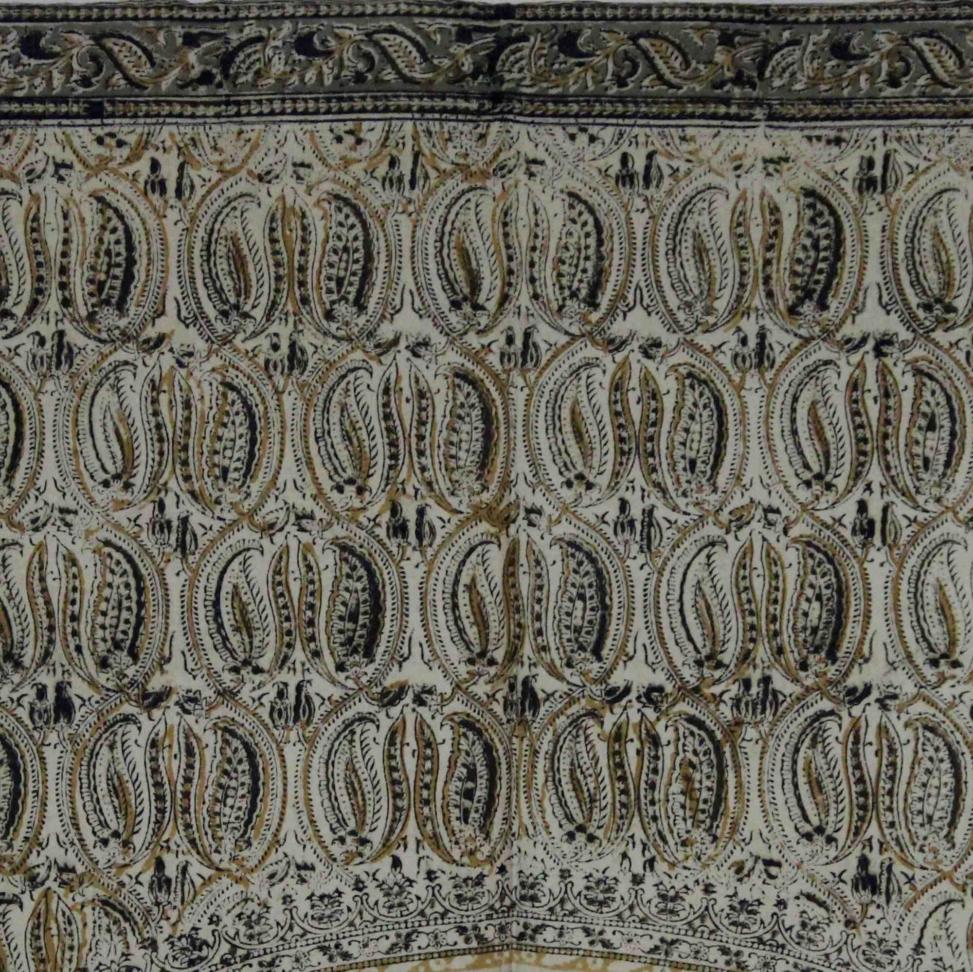 Cotton Mandala Floral Block Print Veggie Dye Curtain Panel 46x84 Olive Green - Sweet Us