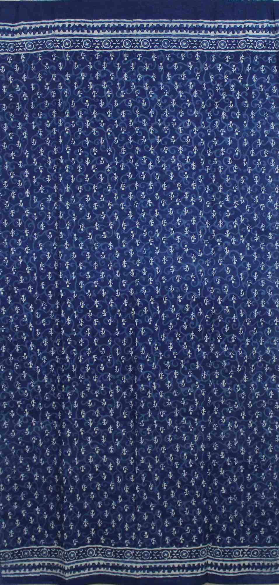 Block Print Dabu Cotton Floral Curtain Drape Panel 46x88 Indigo Blue - Sweet Us