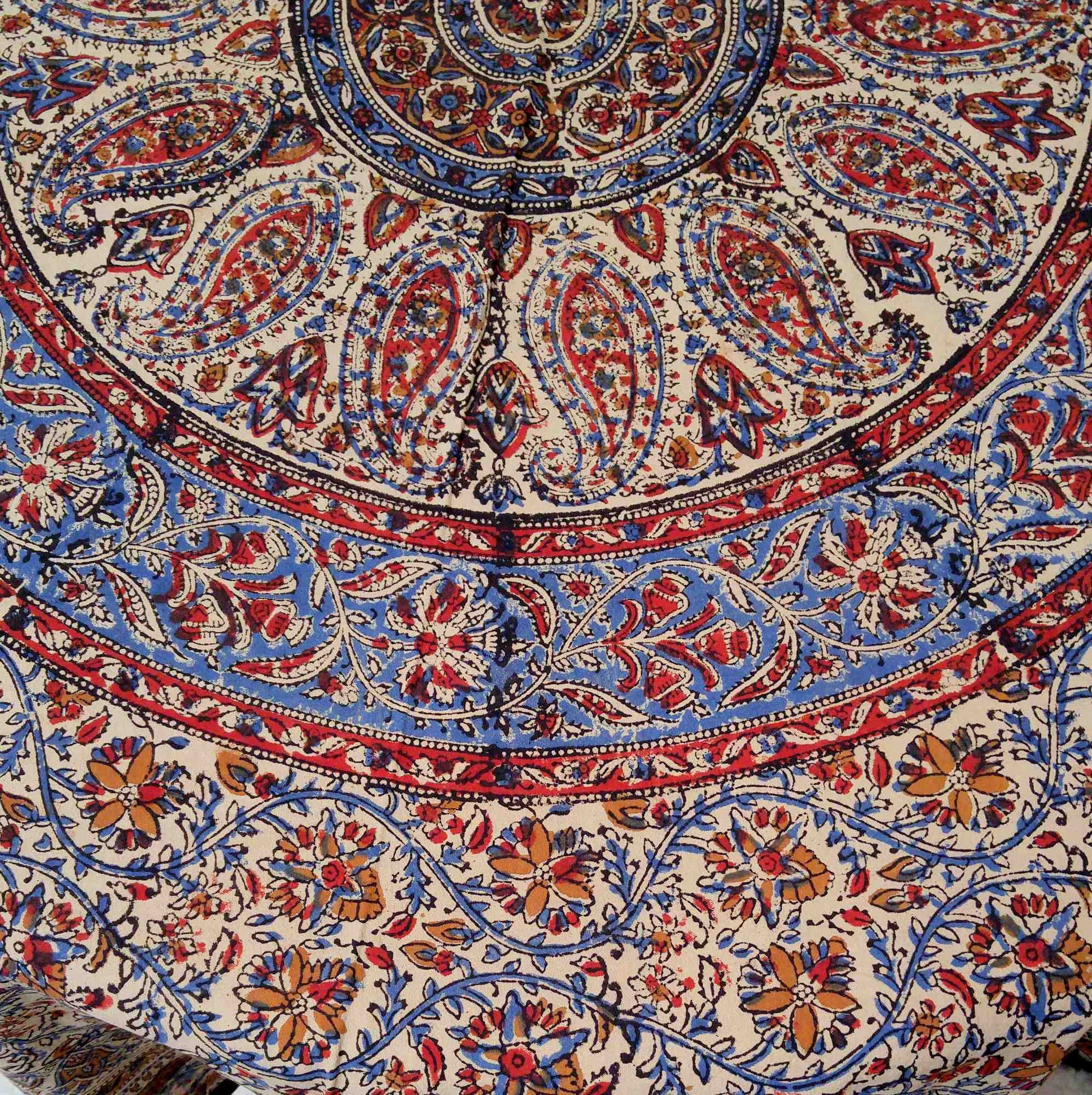 Block Print Kalamkari Paisley Tablecloth for Rectangle Square Round Table Cotton - Sweet Us